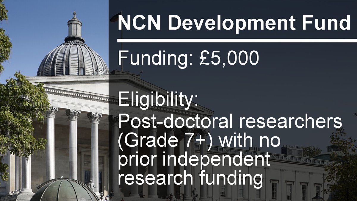 rco_slms_ucl's tweet photo. 📢 Looking to generate preliminary data to support larger-scale applications for neuroscience research funding?

The @NCN_UCL has launched its development fund for UCL post-doctoral researchers (Grade 7+) yet to receive independent funding.

Apply today!
👉https://t.co/YCHYWCBt8t https://t.co/outPrdCBb1