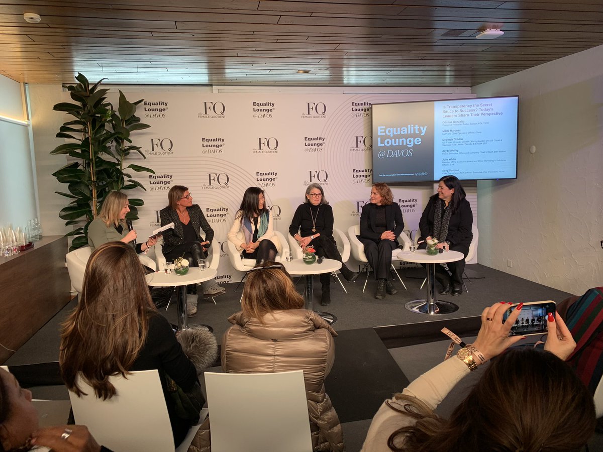 Outstanding panel on #transparency with the amazing @sap CMSO Julia White. @femalequotient #EqualityLounge #wef23 #ChangeWorkForGood