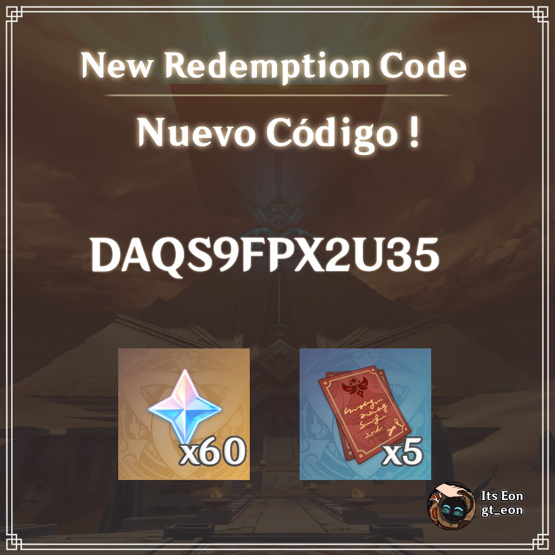 New Official Redeem Code!!!
DAQS9FPX2U35
genshin.hoyoverse.com/en/gift?code=D…
