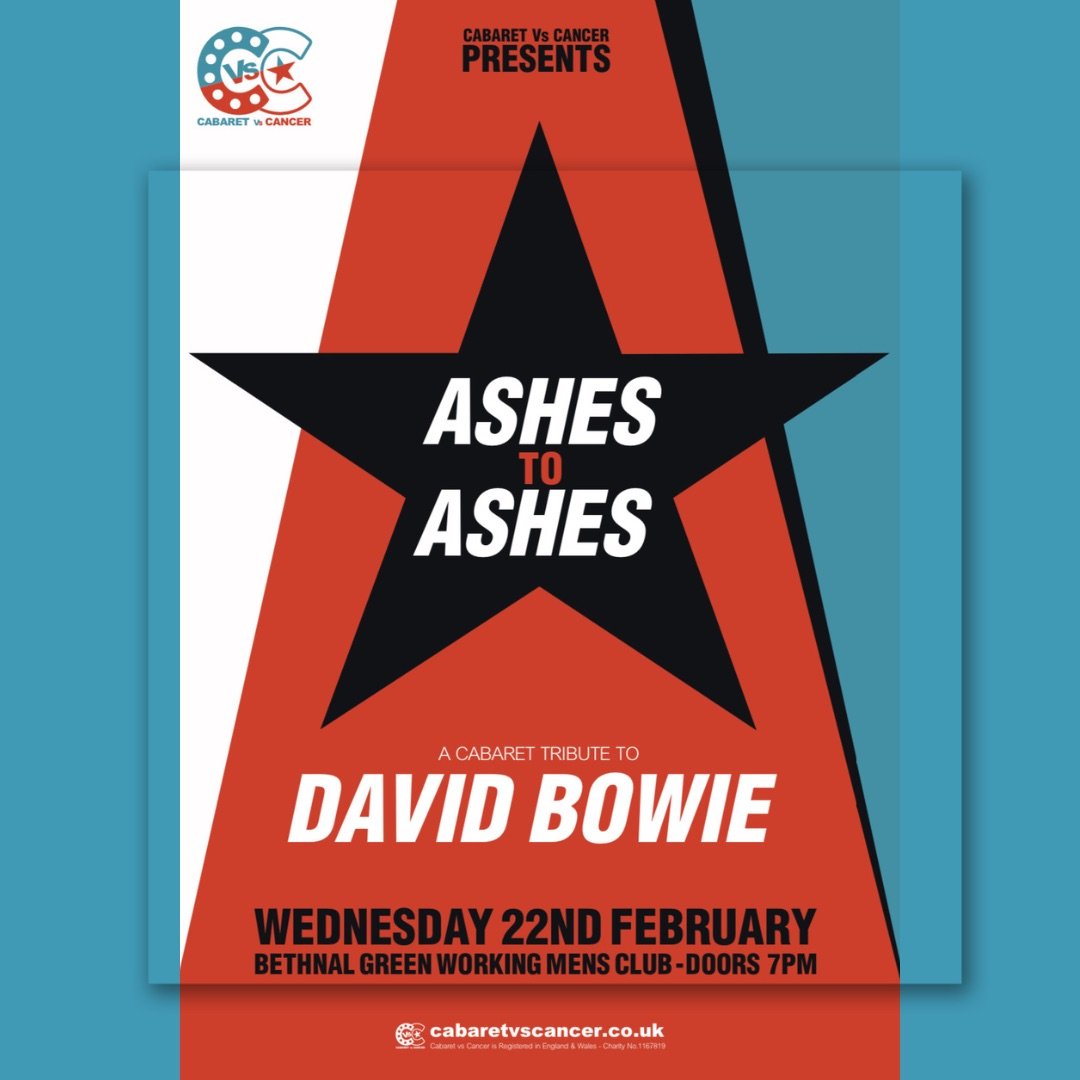 cabaretVScancer's tweet photo. Put on your red shoes and come dance 💃🏽 at Ashes to Ashes, February 22nd at @bgwmc  

It’s a cabaret tribute show to the one and only #DavidBowie! ⚡️

🎟🎟 https://t.co/Zuisn2hVw0

#bowie #ashestoashes #bowieforever #bowietribute #cabaretshow #londonevents #londonwhatson https://t.co/HgCCQ8lbtb