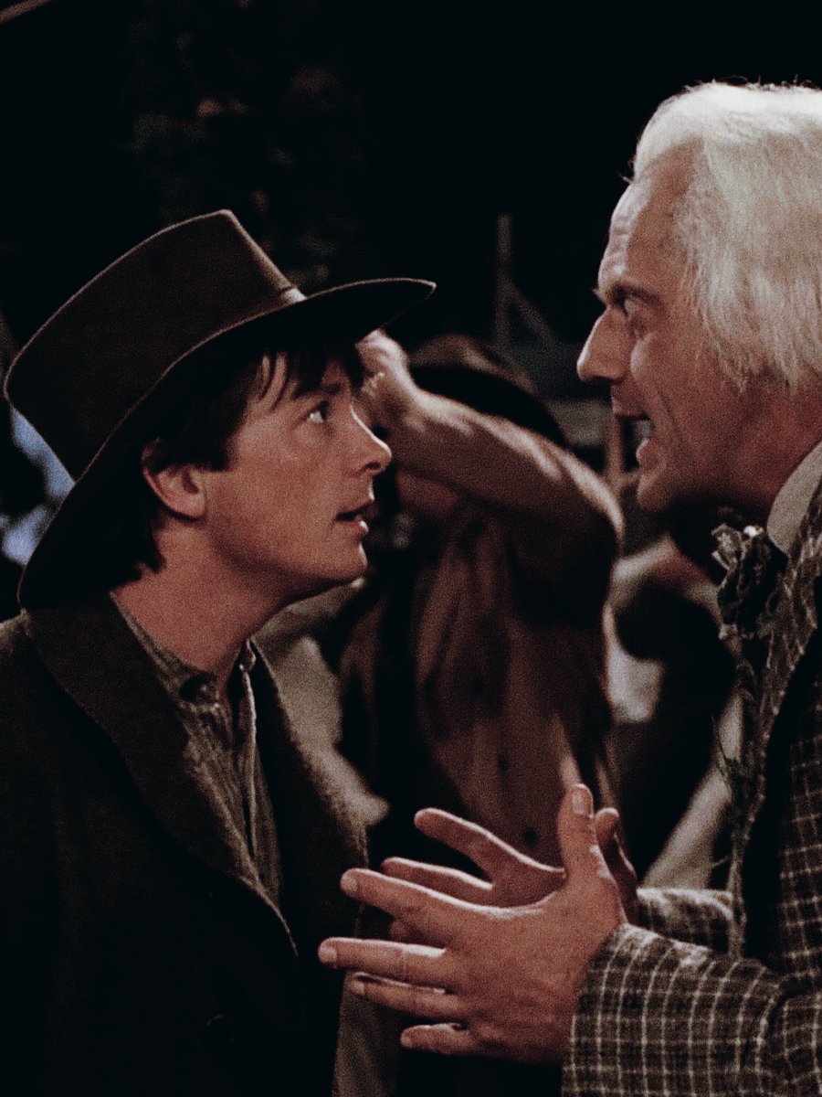 _Michael_J_Fox's tweet photo. A rare still of Michael J. Fox and Christopher Lloyd as Marty McFly and Doc. Emmett Brown in Back to the Future Part III https://t.co/BnoFBWmyVl