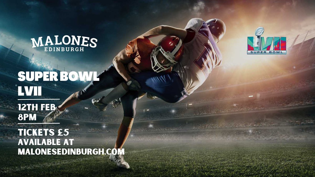 What's On Edinburgh (@whatonedinburgh) on Twitter photo Tickets are now on sale for our annual Super Bowl party at <a href="/MalonesEd/">Malones Edinburgh</a>! Watch every exhilarating moment of the Super Bowl 2023 live in 4k Ultra HD! bit.ly/3QNih2w Tickets are now on sale for our annual Super Bowl party at <a href="/MalonesEd/">Malones Edinburgh</a>! Watch every exhilarating moment of the Super Bowl 2023 live in 4k Ultra HD! bit.ly/3QNih2w