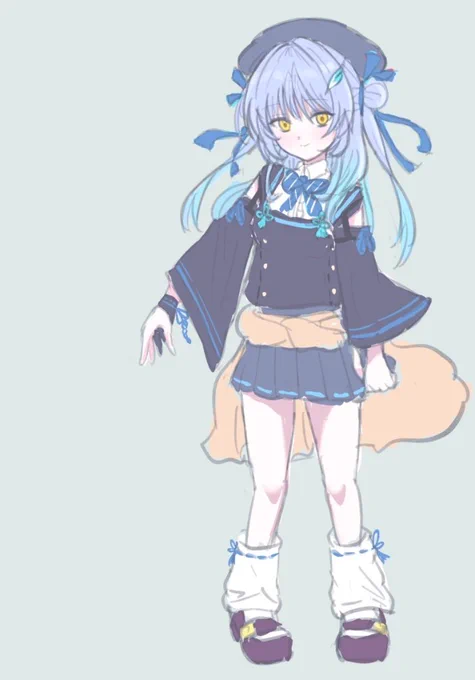 らくがき~設計途中だがうちの子を描いた。退魔学校に就学するギャル風+少し着物要素を取り入れるJK。憑依されたので悪魔の姿もある(これから考える) 