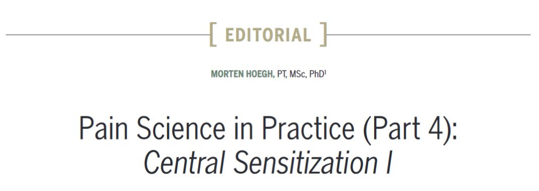 JOSPT's tweet photo. 'While central sensitization may explain pain during and after an injury, it seems unlikely that it is the (single) cause of chronic pain'
The series on #PainScienceInPractice gets to grips with Central Sensitization
Read it π https://t.co/SXYdsN93ic
#yourJOSPT https://t.co/2k0QOZQdZx