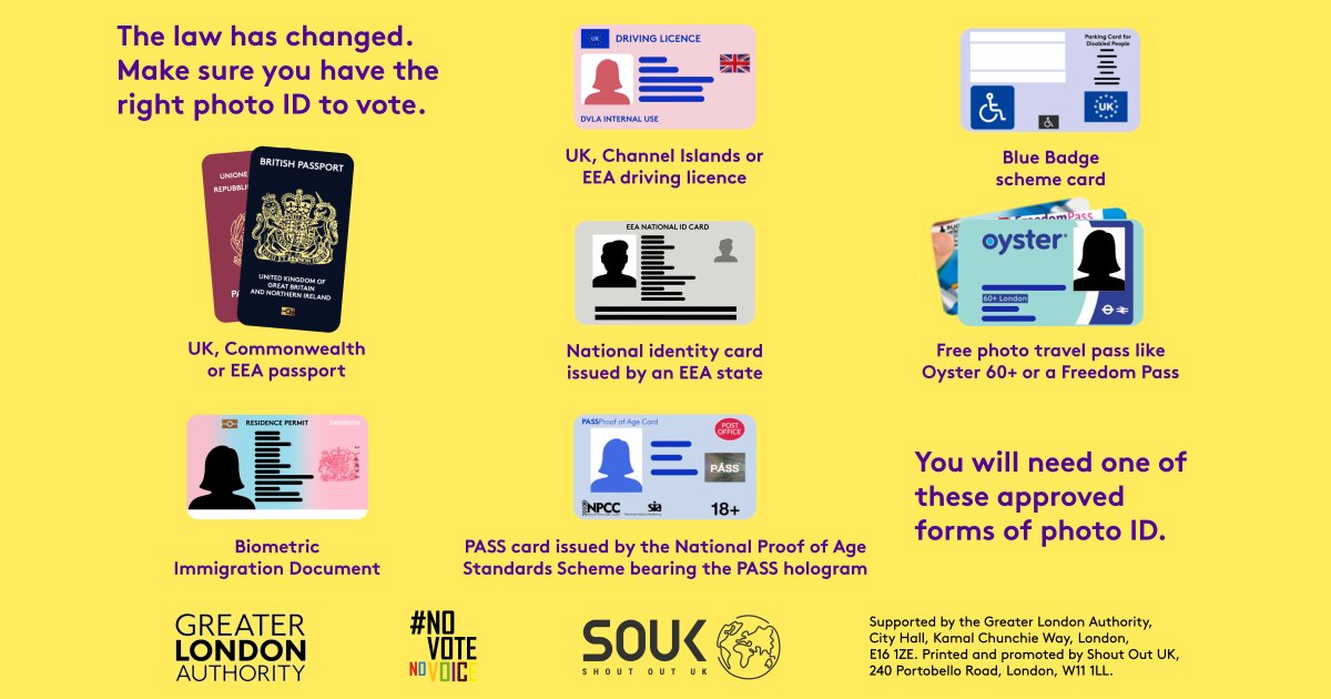 From this year, every eligible Londoner will need an acceptable form of photo #VoterID such as a passport, driving licence or a Blue Badge. Your voice matters! 

Find out more and apply for a free Voter ID if you need to:  lewisham.gov.uk/mayorandcounci…

#NoVoteNoVoice