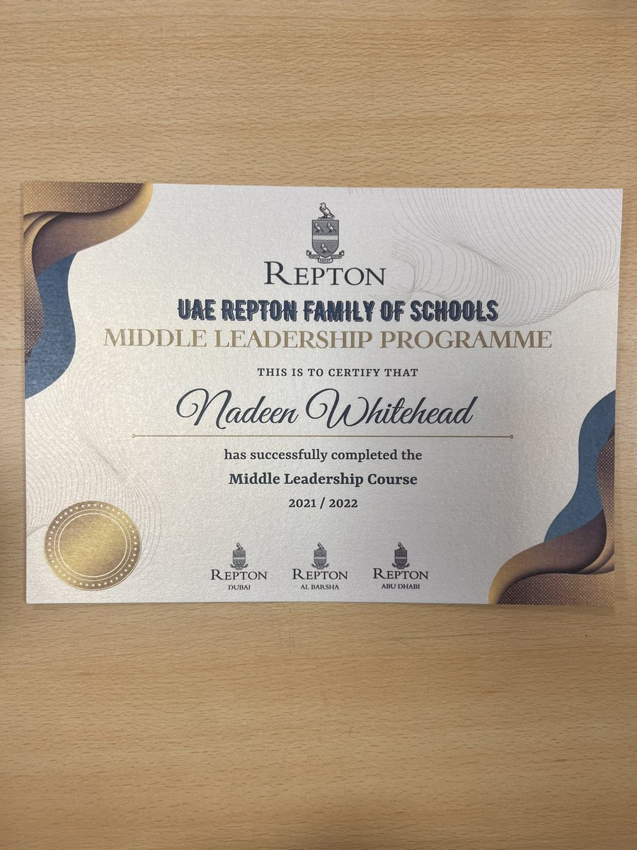 MissNWhitehead's tweet photo. Really enjoyed this course and what a beaut certificate 🤩😂 it’s going straight on my wall at work 👍🏼 anyone else enjoy a good certificate?!! #middleader https://t.co/hy4oq6Y1bT