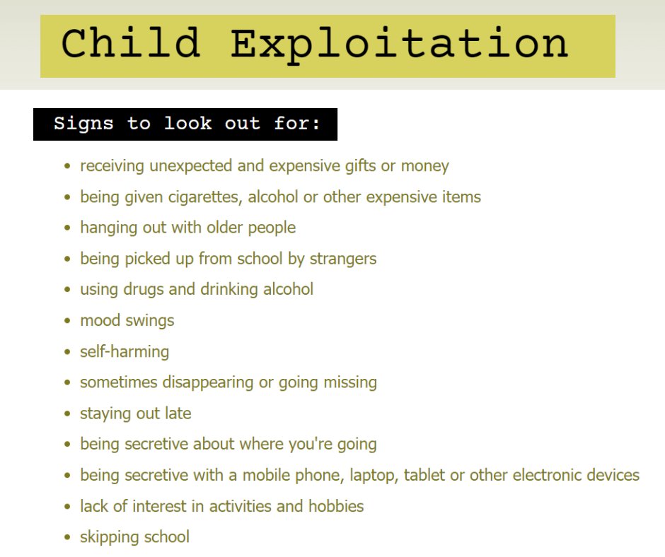 Exploitation affects children and young people in Warwickshire. Being able to spot the signs outlined below is key - if it sounds familiar or you think it may be happening to someone you know, report it: warwickshire.police.uk/advice/advice-… If someone is in immediate danger, always dial 999.