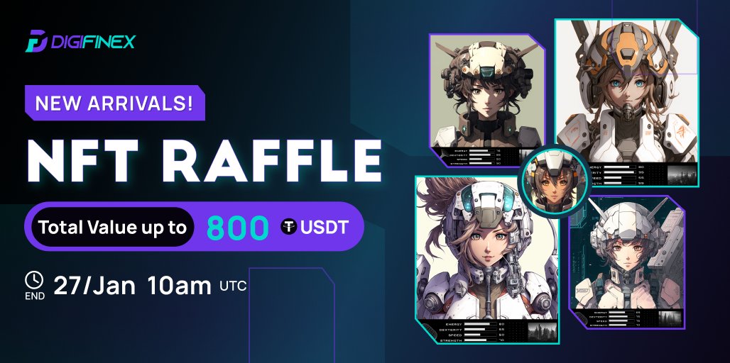 💰1U👉∞ #NFT Raffle &amp; #Giveaway 🚨
💵<a href="/Meka_Legends/">Meka Legends メカレジェンド</a> NFT up to 800U 🚨
💎300x Profit &amp; 4 Different types🚨

⏰ End time: Jan27th, grab your chance🔥🔥🔥
🚨Join Our NFT raffle campaign in time⬇️

👇NOW👇👇
digifinex.com/en-ww/nft/raff…