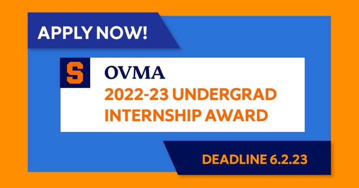 .<a href="/SyracuseU/">Syracuse University</a> student veterans! 📣 Apply now for the OVMA Undergraduate Internship Award by June 2nd! Gain experience and advance your career. Apply at syr.joinhandshake.com/events/860365. For more info, visit 
veterans.syr.edu/veteran-career… #BestPlaceForVeterans🍊