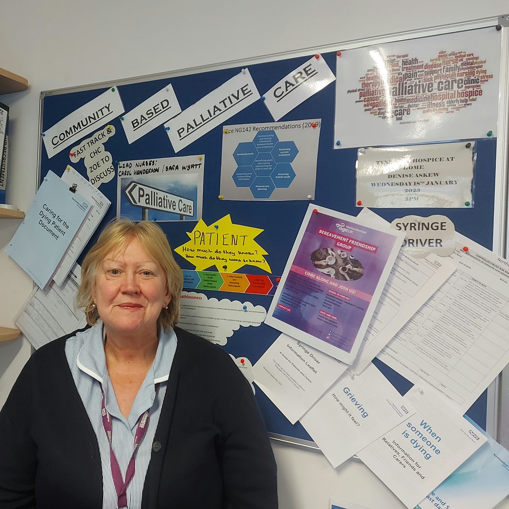 districtnursejw's tweet photo. Carol is one of our community staff nurses. We have been introducing themed months. Starting off with January as our palliative care month. Carol is our palliative lead, within the team and organised guest speakers to come and speak with the team. #improvingquality #community https://t.co/KmMXeFgg9i