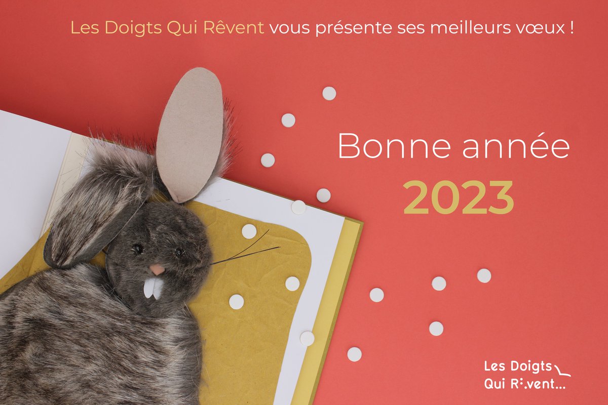L'équipe des Doigts Qui Rêvent vous souhaite une belle année 2023, on l'espère aussi riche que l'année passée. En 2022, grâce à votre soutien : 3039 albums tactiles illustrés fabriqués, 1139 outils et supports tactiles fabriqués et plus de 3000 personnes sensibilisées ! MERCI !