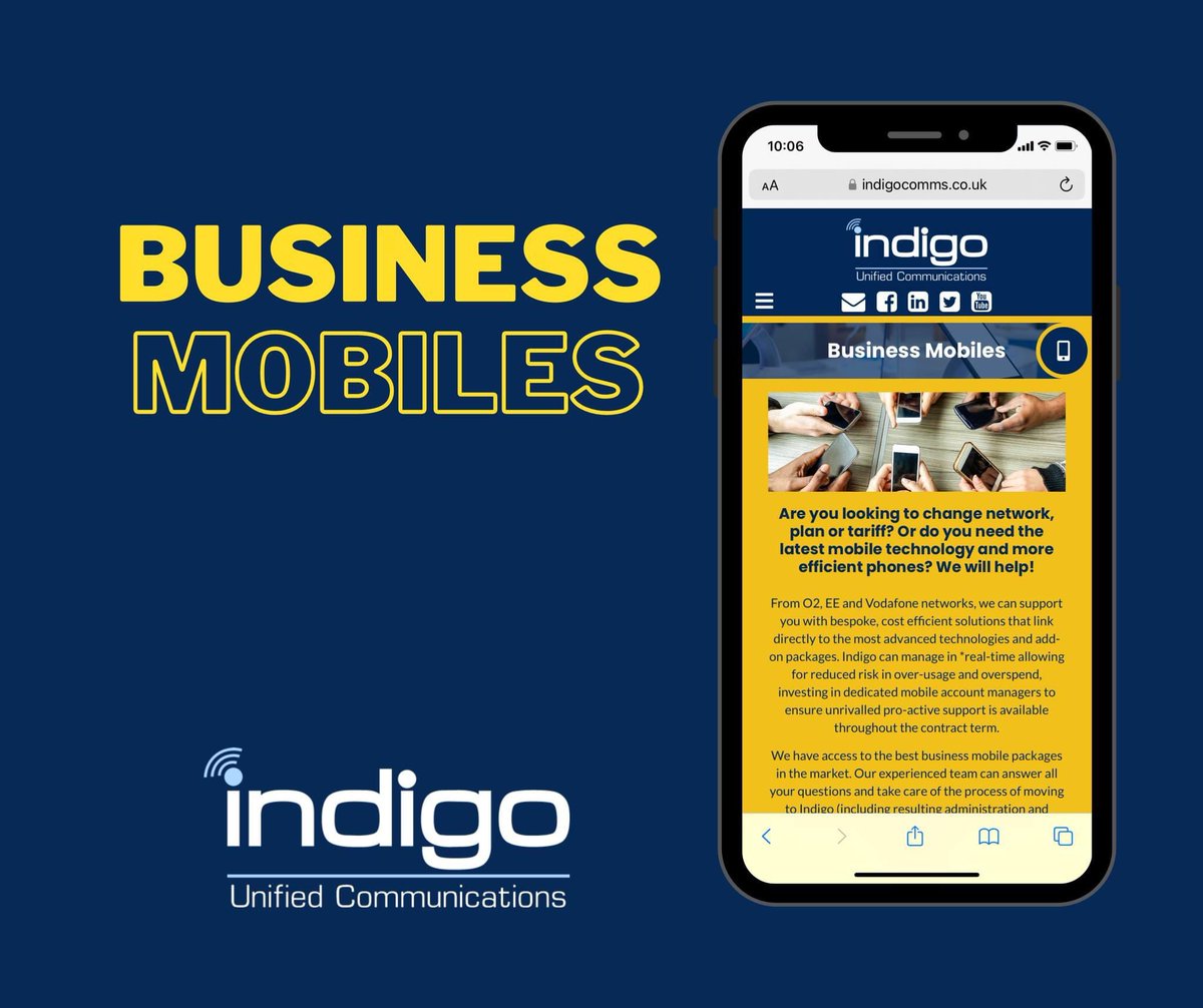 Looking to change network, plan or tariff? Or do you need the latest mobile technology and more efficient phones? We can help.

Find Out More:

indigocomms.co.uk/services/busin…