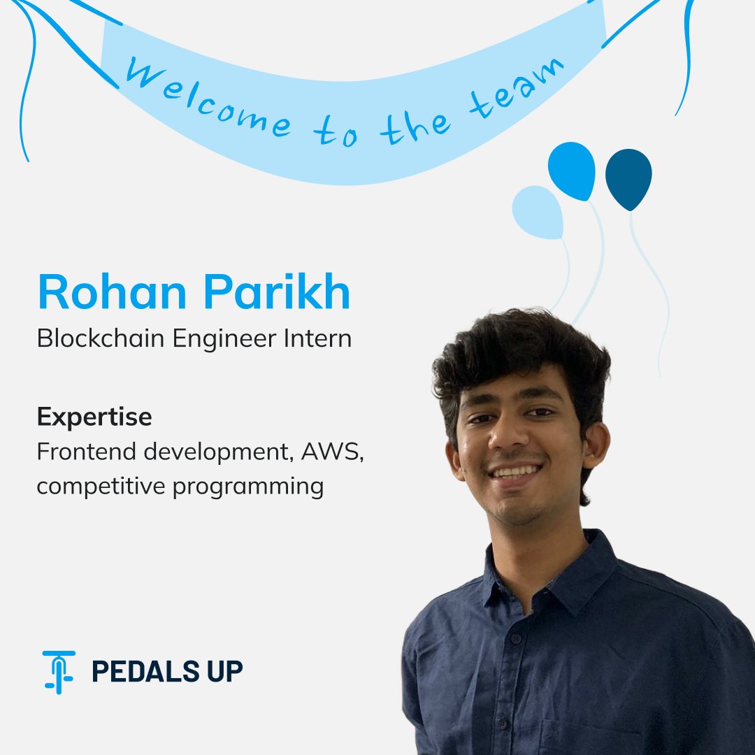 _pedalsup's tweet image. Welcoming our newest addition to the team! 🥳🎊
Rohan is a curious person, who is eager to learn and experiment with new tech. His expertise lies in blockchain development and he enjoys indulging in #competitiveprogramming, squash and football. 

#blockchaindeveloper #engineer