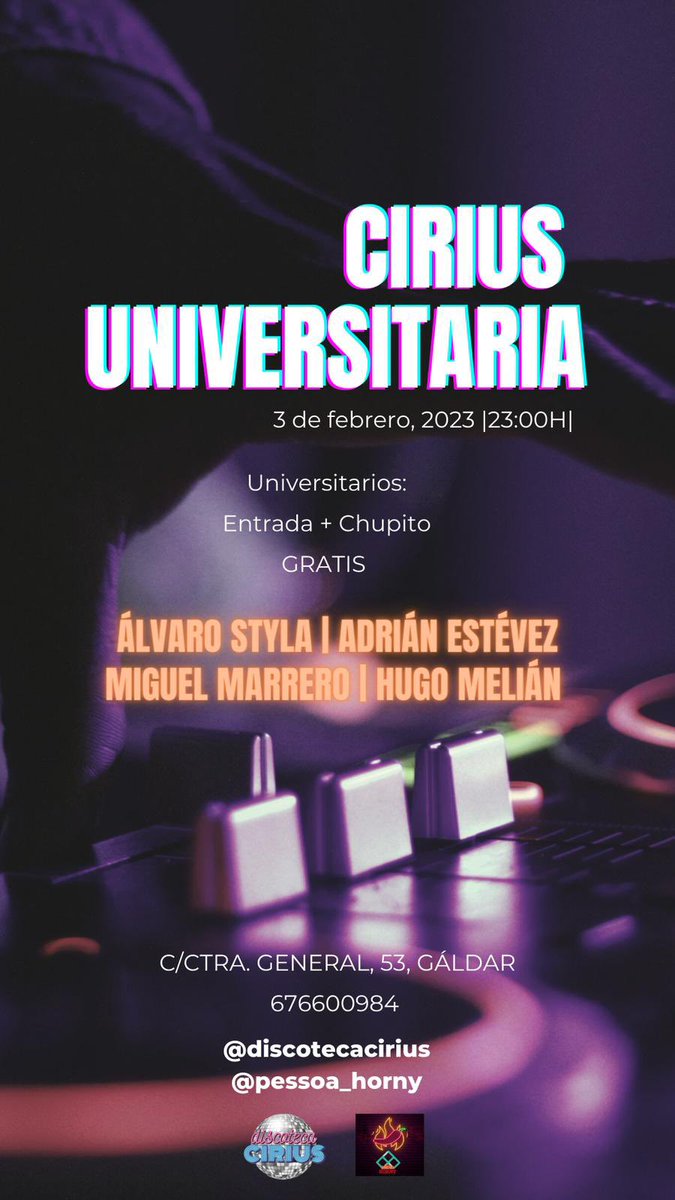 Ciriusdiscoteca's tweet photo. Cuántos universitari@s van a compartir este cartel 😬 https://t.co/a1ikohLlZK