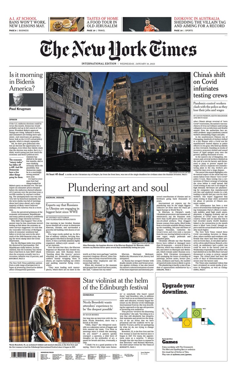 mrhugom's tweet photo. Today the Edinburgh International Festival, and our new Festival Director, Nicola Benedetti, is on the front page of the international The New York Times! Thanks to @hwfmorris for the wonderful piece, I shall be always known as the 'haggis and fries' guy. https://t.co/nrNUCgdSnA