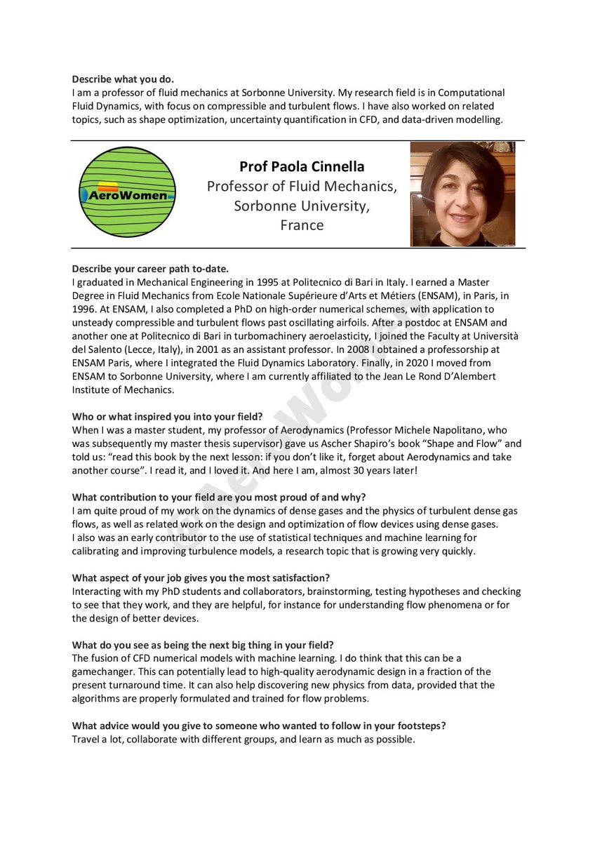 AeroWomen (@aerowomen) on Twitter photo Meet Prof Paola Cinnella, Professor of Fluid Mechanics at <a href="/Sorbonne_Univ_/">Sorbonne Université</a>. Paola conducts #CFD research in the Combustion, Clean Energies & Turbulence Group in <a href="/d_Alembert_/">∂'Alembert - SU & CNRS</a> and was an early contributor to the use of #MachineLearning for improving turbulence models #WomenInSTEM Meet Prof Paola Cinnella, Professor of Fluid Mechanics at <a href="/Sorbonne_Univ_/">Sorbonne Université</a>. Paola conducts #CFD research in the Combustion, Clean Energies & Turbulence Group in <a href="/d_Alembert_/">∂'Alembert - SU & CNRS</a> and was an early contributor to the use of #MachineLearning for improving turbulence models #WomenInSTEM