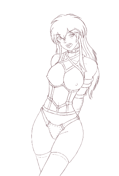 #BDSM アームバインダー自作小説のキャラによるアームバインダー拘束姿(線画&ベタ塗り)を支援サイトに投稿しました。こちらも時間をみて塗りと差分を作成したいですね(^_^;) 