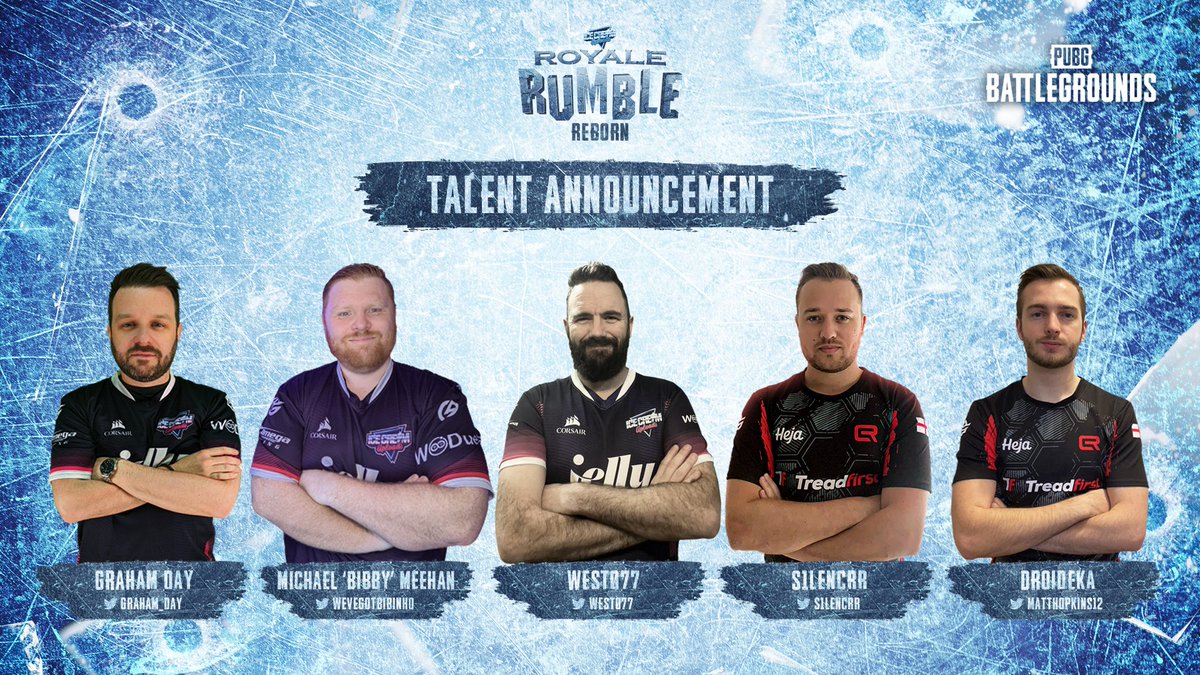IceCreamUploads's tweet image. 📢 TALENT ANNOUNCEMENT! 📢

Say hello to the team that will be guiding you through the #PUBGRRR.

🎙️ @Graham_Day
🎙️ @West077
🗣️ @S1lencrr
🗣️ @MattHopkins12
👨‍💻 @WeveGotBibinho

See any faces you recognise? 👀

📅 Saturday, January 28th, 2023
twitch.tv/icecreamuploads

@PUBG_EU
