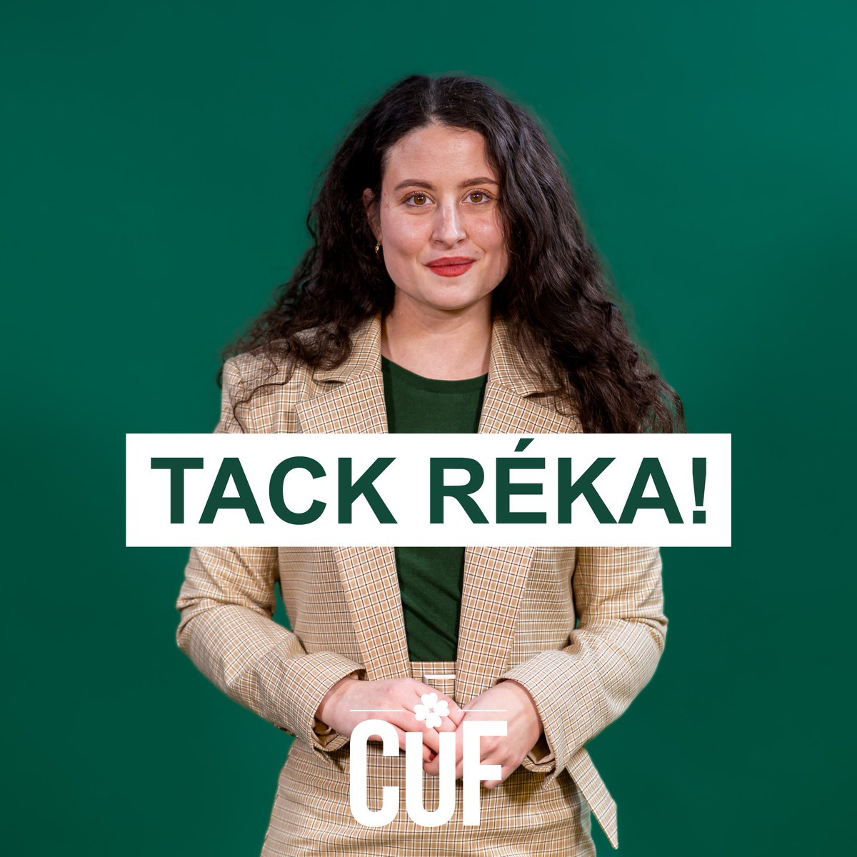 cuf's tweet photo. .@TolnaiReka har meddelat CUF:s valberedning att hon inte ställer upp till omval som förbundsordförande. CUF vill rikta ett stort tack till Réka för hennes insatser för ett bättre, grönare och mer liberalt Sverige! https://t.co/FVJcxcPrpC https://t.co/e7HhP87eSt