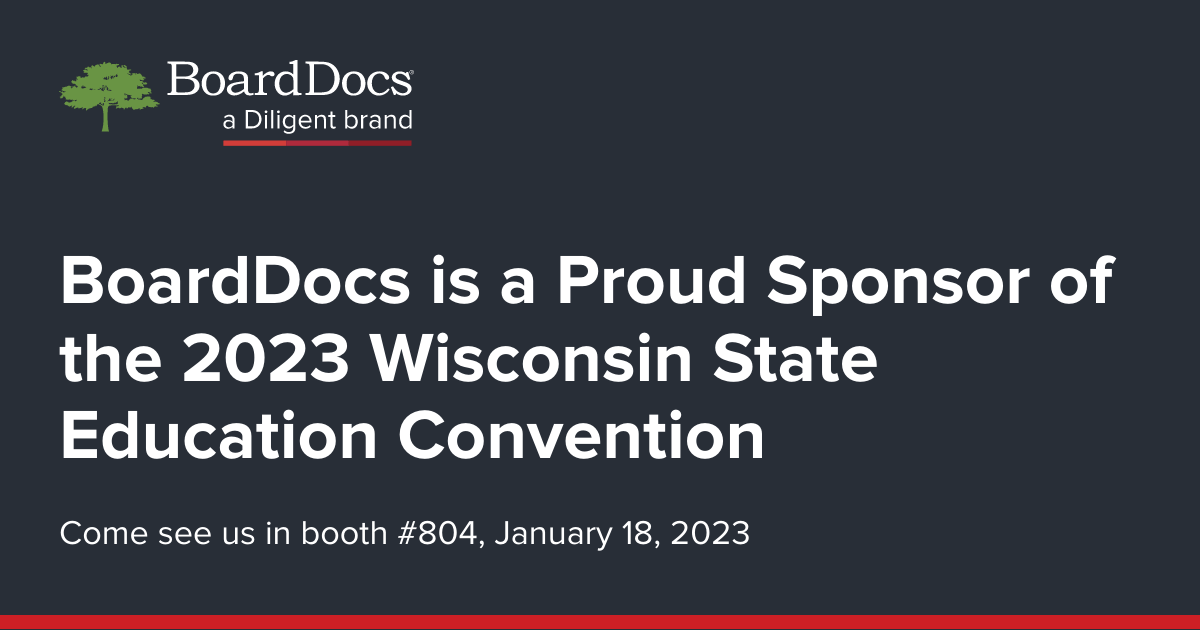 boarddocs's tweet image. BoardDocs has arrived at the 2023 Wisconsin State Education Convention! Stop by Booth #804 and discover how we can help improve #transparency by equipping schools with the tools needed to drive effective #governance. Learn about our solutions here: boarddocs.com/?utm_campaign=…