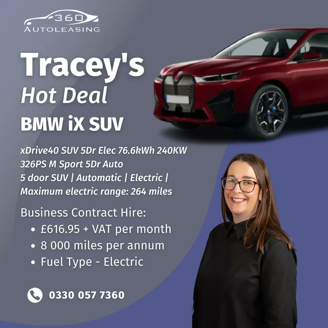 360 Autoleasing East Midlands (@360autoleics) on Twitter photo Just in! Tracey has got a #hotdeal you can't say no to π
π BMW iX SUV π
Stock due in July
β
Initial rental: Β£7403.40 + VAT
β
Contract length: 48 months
Get in touch with our team today to secure this offer!
π¬ eastmidlands@360autoleasing.co.uk
π buff.ly/3w9gziG Just in! Tracey has got a #hotdeal you can't say no to π
π BMW iX SUV π
Stock due in July
β
Initial rental: Β£7403.40 + VAT
β
Contract length: 48 months
Get in touch with our team today to secure this offer!
π¬ eastmidlands@360autoleasing.co.uk
π buff.ly/3w9gziG
