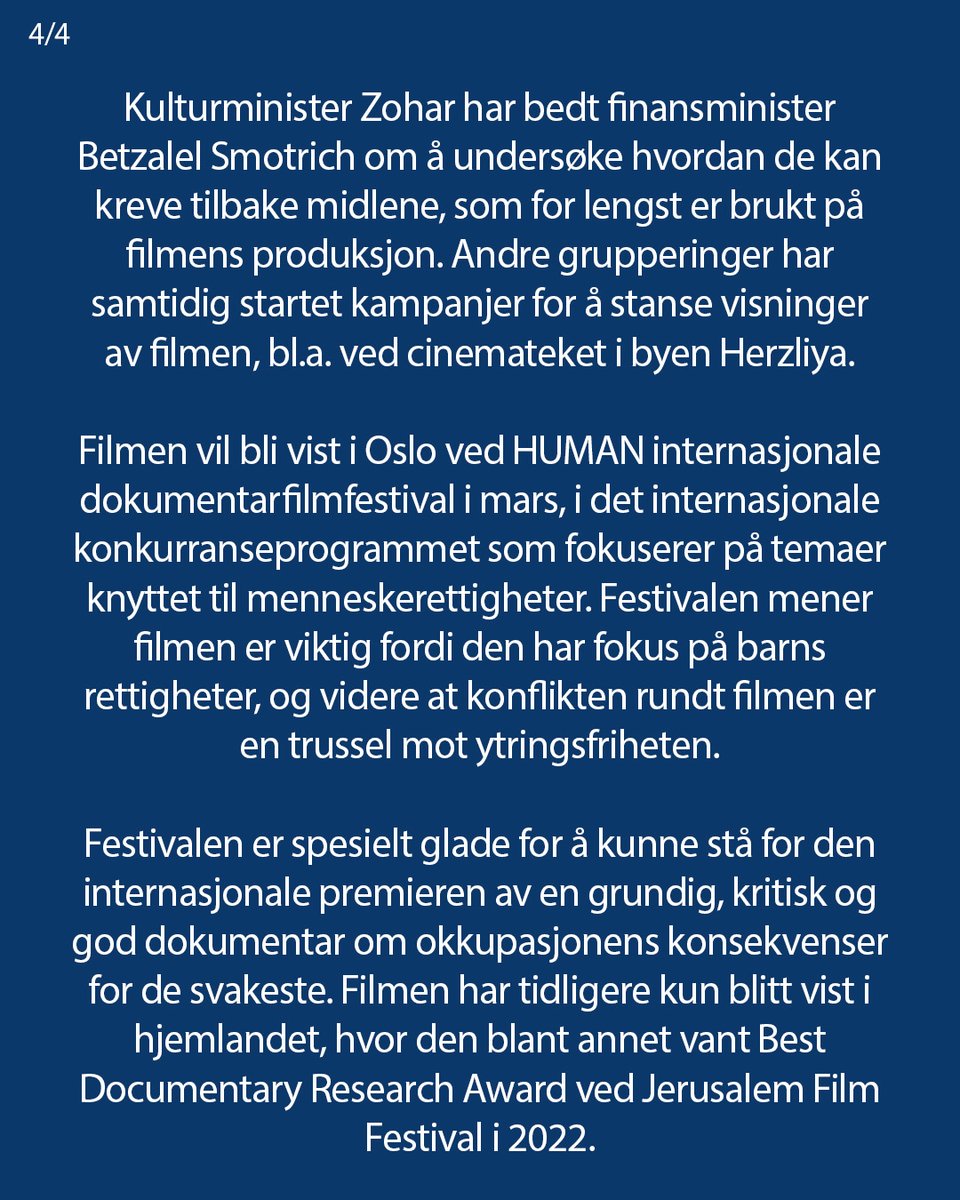 Her er pressemeldingen om kontroversen rundt TWO KIDS A DAY som vi sendte ut tidligere i dag 👇

Les mer her: timesofisrael.com/new-culture-mi… 

Og her: deadline.com/2023/01/israel…