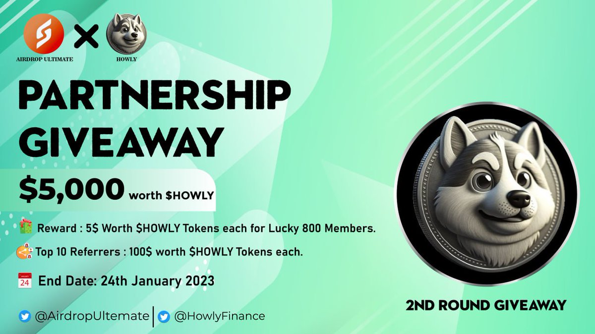 AirdropUltemate's tweet photo. New Giveaway: @howlyfinance X @AirdropUltemate (Round 2)
Reward: 5$ worth $HOWLY
Distribution: After 25th January

🔗Giveaway Link: https://t.co/WSWgK7tMY3

-Complete all tasks of the giveaway
-Submit your Solana wallet address
-For 800 Random Lucky people
-Done 
#Solana #Airdrop https://t.co/F4MUXqfr3R