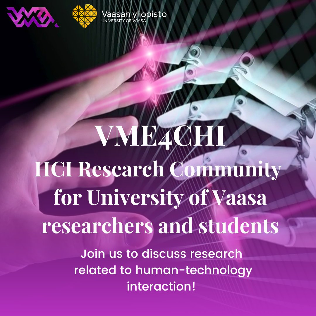 VME4CHI - the multi-disciplinary human-computer interaction research community at the University of Vaasa invites #univaasa students and scholars to discuss current topics in #hci. We meet again next Tuesday 24.1., see you there! #vmevaasa