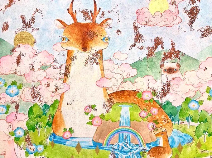 #あなたの春を待ってる作品を見せてアクリル画です。 
