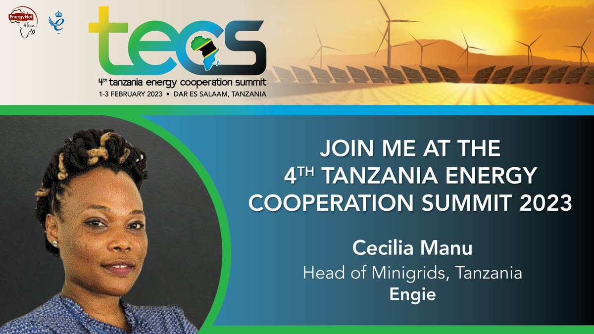 ENGIE_EnergyAcc's tweet image. Join Cecilia Manu, our Head of Mini-grids in Dar Es Salaam, Tanzania at the 4th Tanzania Energy Cooperation Summit (1- 3 Feb) in the session : &quot;Scaling up Rural Electrification&quot;
#TECS #TECS23 #EnergyNet
ℹ Find out more about the event and register : bit.ly/3FPaqh0
