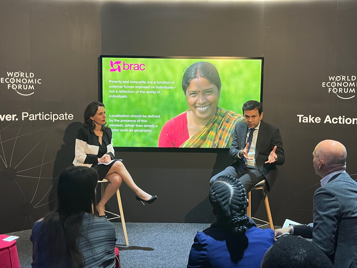 , @asifsaleh and @SaraPantuliano discuss innovative mechanisms to shift power in humanitarian development to the Global South. #wef23 #localisation #localaction #humanitarian  #development @ODI_Global @BRACworld