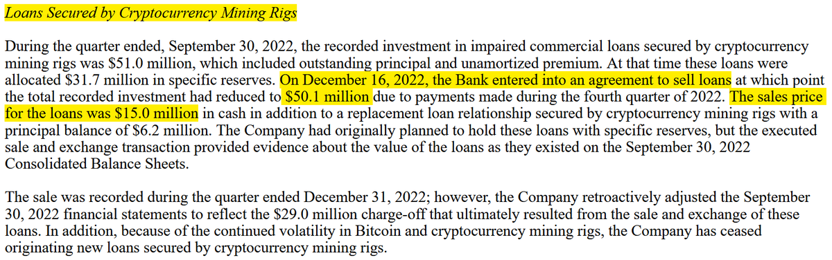 NingiResearch's tweet photo. #BankProv did a fire sale of some crypto loans for 30 cents on the dollar. One could add the $6.2m replacement loan but the collateral...you guessed it...it's backed by more crypto mining rigs... $PVBC https://t.co/tsFqZZ36cQ