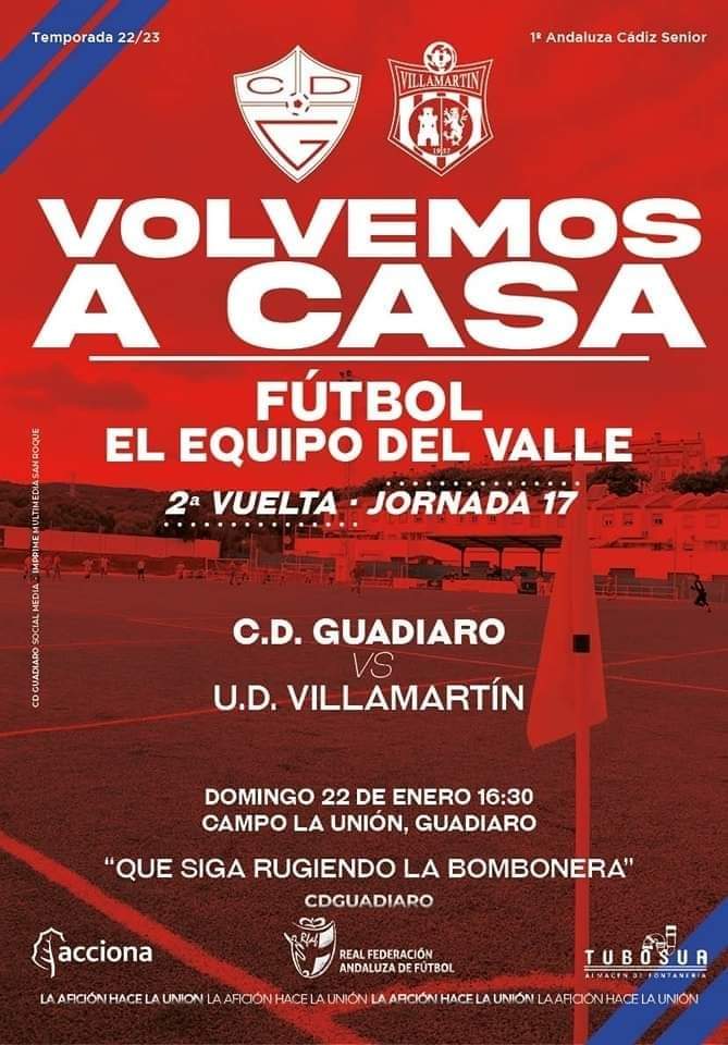 CD__GUADIARO's tweet photo. PRÓXIMO  PARTIDO

“Volvemos a Casa”

❤️💙J. 17 🏠
1@ Andaluza Cádiz | Senior 
2@ Vuelta 

🆚 UD Villamartín 
📅 Domingo 22 Enero 
⏰ 16:30h
🏟 Campo La Unión, Guadiaro

"Que siga rugiendo La Bombonera" 
¡VAMOS GUADIARO!
❤️💙❤️

#CDGuadiaro
#LaAficiónHaceLaUnión 
#ElEquipoDelValle https://t.co/aAPxga3sbB