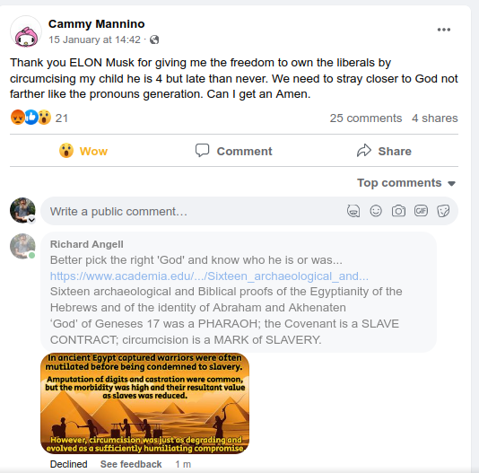 TheGuardianAn15's tweet photo. https://t.co/UCFiVRabkX
My comment declined, huh. Was it the text or the image? Did any admin even see it?
#Censorship #Circumcision #ChildAbuse #CulturalPerversion #Genital #mutiation #cutting #IDidNotConsent #IAmNotThankful #mybodymychoice #GenitalAutonomyRevolution #EndCGM https://t.co/rhBGJ0AYjn