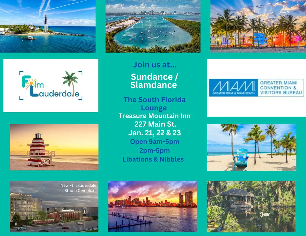 FilmFlorida's tweet image. Our friends at @FilmLauderdale and the Greater Miami Convention and Visitors Bureau will be at #Sundance and #Slamdance January 21-23. If you're heading that way, make sure you stop by and say hi.