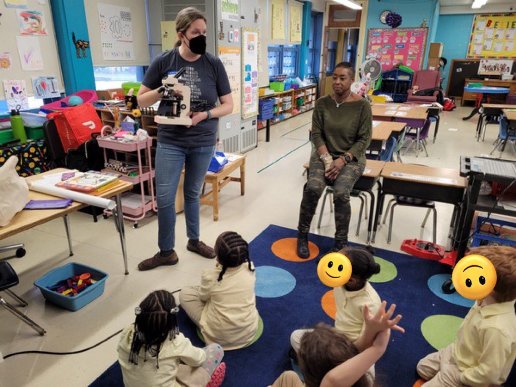 Microbeprof's tweet image. Yesterday I kept 25 kindergarteners engaged for over 30 mins talking about microbiology! The paper microscope from @TeamFoldscope was a big hit. They asked me to come back next week!   #SciComm win