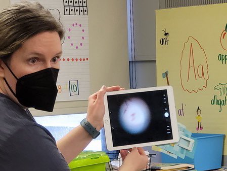 Microbeprof's tweet image. Yesterday I kept 25 kindergarteners engaged for over 30 mins talking about microbiology! The paper microscope from @TeamFoldscope was a big hit. They asked me to come back next week!   #SciComm win