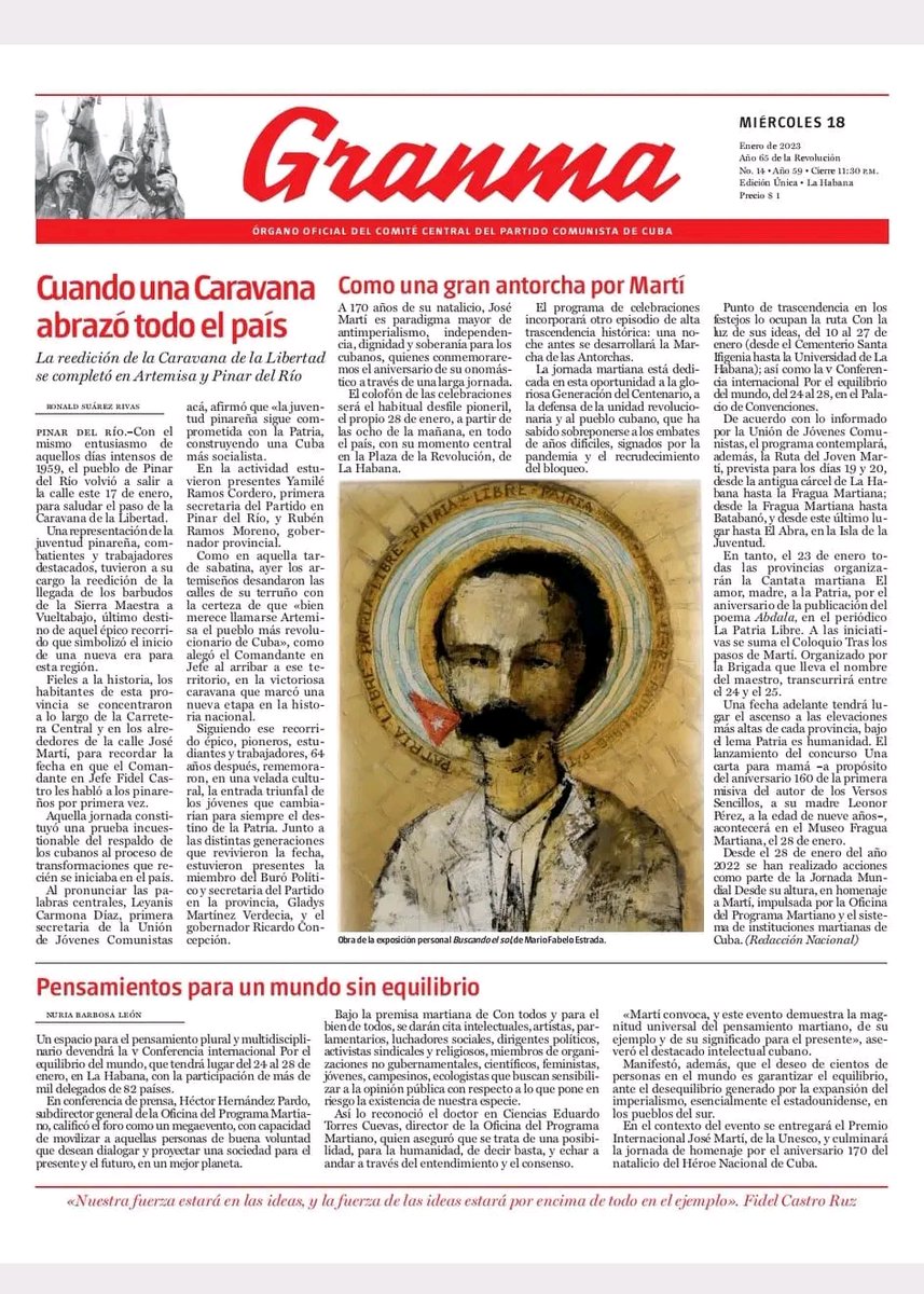 UJCDpsCiego's tweet photo. ¿Qué trae nuestra prensa cubana hoy?

#Cuba #LatirAvileño  #JuntarYVencer #MartiVive 
@dpsCiego @AmarilisDelga12 @PitaDra @IvisDra @JuanRasua https://t.co/sx8H279HzI
