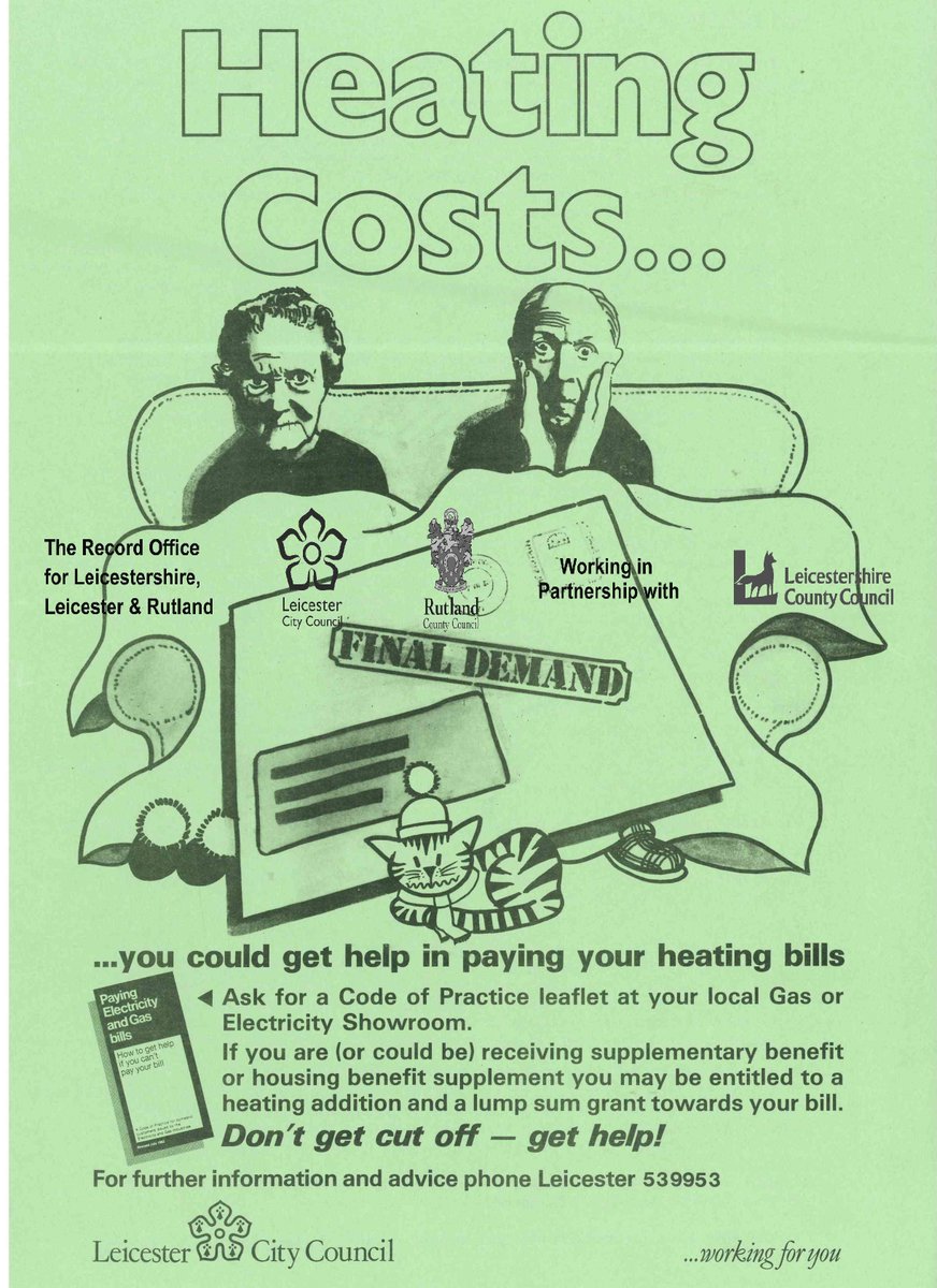 Very topical at the moment, this 1985 leaflet was found in our ephemera collection. On the reverse it shows what benefits you may be entitled to for help with your heating costs. #heatingcosts #leicestercitycouncil #benefits
