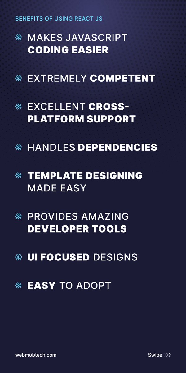 webmobtech's tweet image. Power up your Business with #ReactJS !!
Hire the best #ReactJSdevelopmentcompany that provides robust and reliable React JS development services.
Our service: webmobtech.com/reactjs-develo…
#reactjsservices #reactjsdevelopment #webmobtechnologies #reactjsdeveloper #HireDeveloper