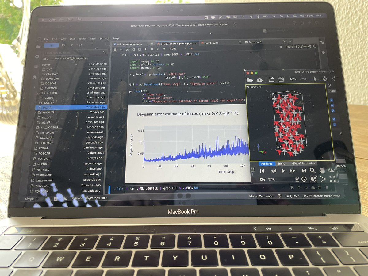 On-the-fly  #machinelearning  force field potential obtained from ab initio molecular dynamics #AIMD with vasp.at! 
Excellent performance, first solid state phase transition well reproduced and 100 times faster than AIMD! 
#jupyternotebook 
#Python 
#Vasp