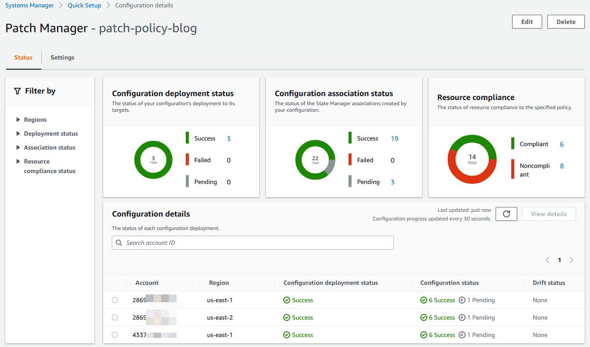 marcobuss's tweet photo. In this post, we show you how to create a patch policy using the Quick Setup Patch Manager configuration type, and show you how you can view the compliance of your managed nodes against these patch policies.

#AWS #SystemsManager #PatchManager #Ops https://t.co/JIE3LNLGan https://t.co/6UHXhoVpX9