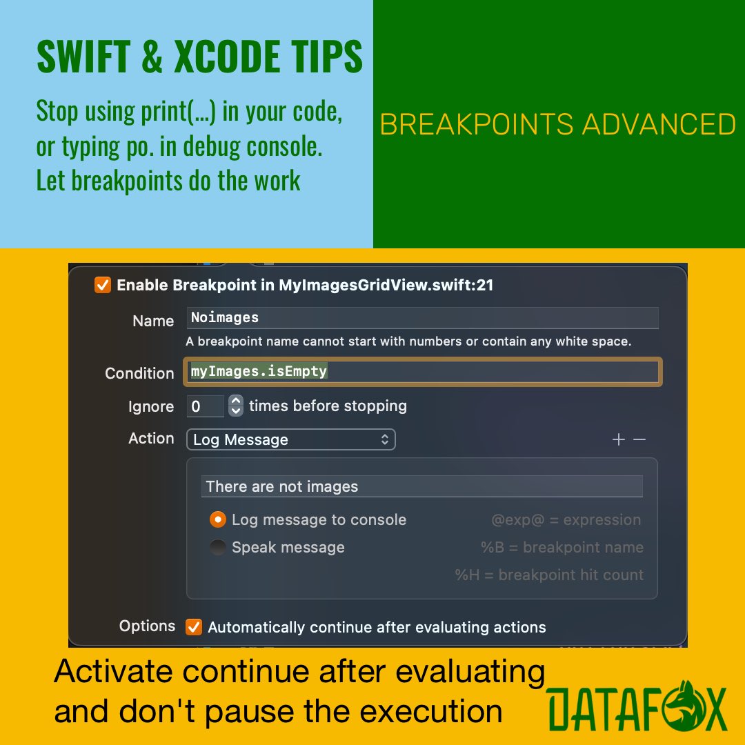 j_Pazos's tweet image. Supercharge breakpoints in Xcode.
#SwiftUITutorial #ios #iosdeveloper #swiftlang #swiftprogr #development #swift #swiftui #swiftdevelopers
Support this content: Invite me a coffe: ko-fi.com/datafoxsoftware
Life Moments: Keep your memories safe with you.
apps.apple.com/app/id16596480…