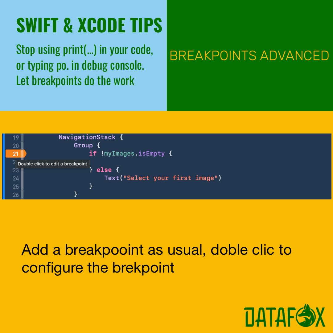 j_Pazos's tweet image. Supercharge breakpoints in Xcode.
#SwiftUITutorial #ios #iosdeveloper #swiftlang #swiftprogr #development #swift #swiftui #swiftdevelopers
Support this content: Invite me a coffe: ko-fi.com/datafoxsoftware
Life Moments: Keep your memories safe with you.
apps.apple.com/app/id16596480…