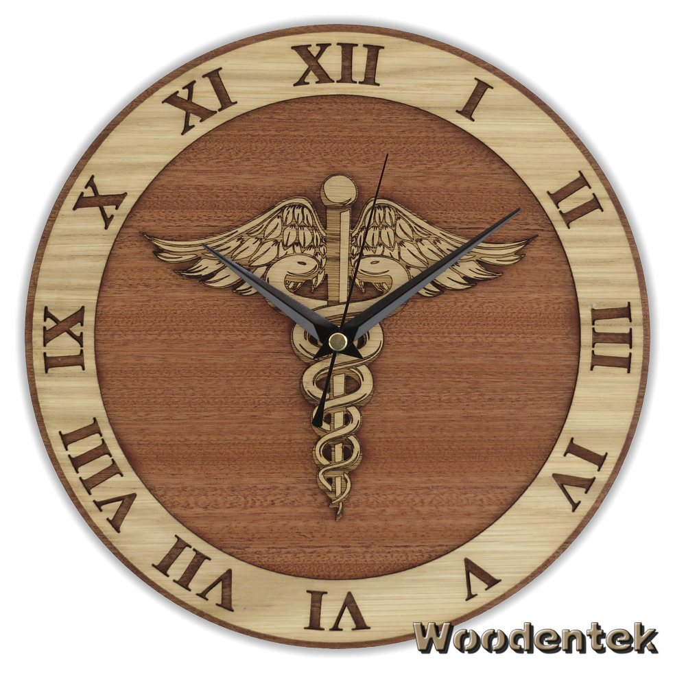 Handmade #Caduceus wooden clock #MedicalClock #UkBizHour #CaduceusClock - WorldwideShipping etsy.com/listing/696096…