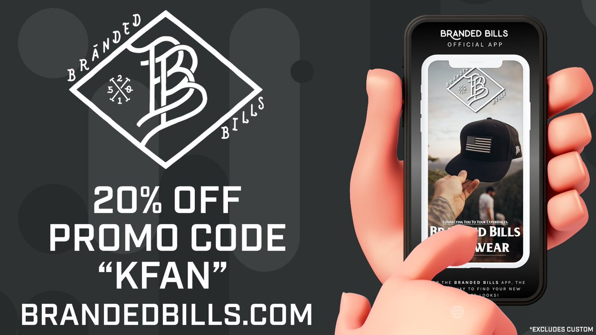 PowerTripKFAN's tweet photo. Time for a special @PowerTripKFAN Power Hour giveaway thanks to our friends at @BrandedBills! Like and RT this post for your chance to win a $150 Branded Bills Gift Card or Custom KFAN BB gear!! 

As always take 20% off your orders https://t.co/wEcBnH9aqQ now w/promo code "KFAN"! https://t.co/tEW7AiEY9s