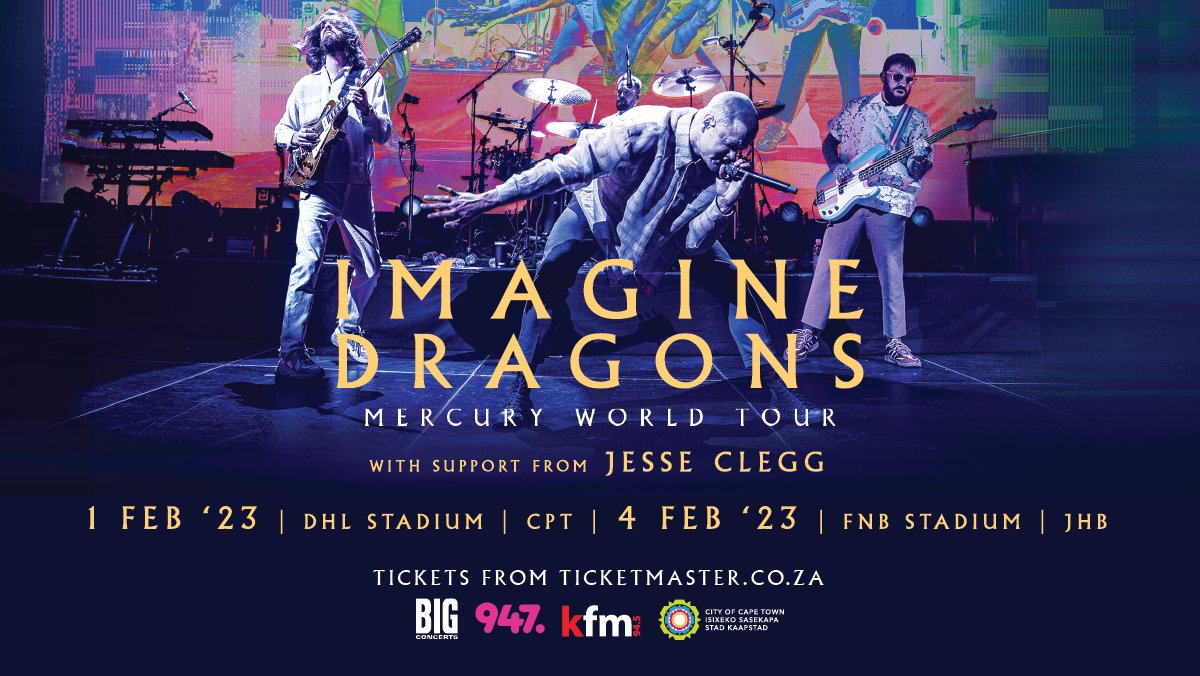 BigConcerts's tweet image. 📣 #ImagineDragonsAnnouncement 

Big Concerts is excited to announce that @Jesse_Clegg, South Africa’s favourite platinum-selling artist, will be opening up the #MercuryWorldTour at DHL Stadium on the 1st Feb and FNB Stadium on the 4th Feb at FNB Stadium. 💥💥💥