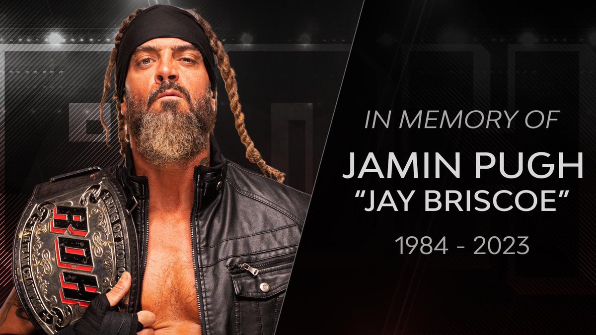 It is with a heavy heart that we mourn the tragic passing of Jamin Pugh, known to wrestling fans around the world as Jay Briscoe. Our thoughts are with his family, his friends, and his fans.

Long Live #TheBriscoes 😢🖤🕊️
#ROH #AEW #RIP #RestInPeace #RestInParadise 😢