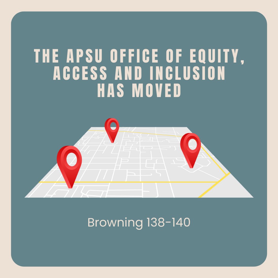 govscare's tweet photo. The APSU Office of Equity, Access and Inclusion is now located in the Browning Building, in offices 138-140. #GovsCare https://t.co/VMAdZINsKt