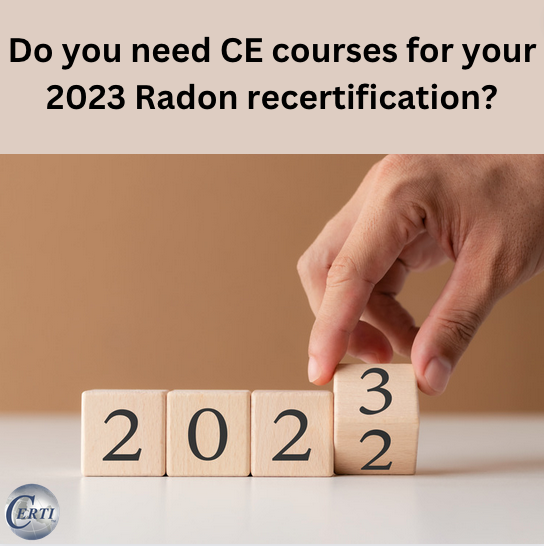 Do you need to recertify your radon☢️license for 2023?  Check out CERTI's list of CE courses and enroll today!
#CERTI #radon #radontraining #radoncertification
certi.us/cms/radon-trai…